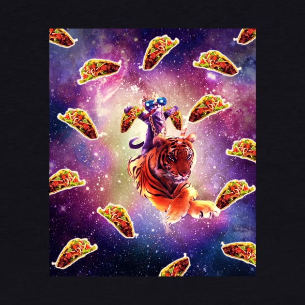 Thug Space Cat On Tiger Unicorn - Taco by Random Galaxy